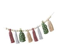 Festone con nappe di lana di cotone per vacanze con perline di legno per albero di Natale e decorazioni per caminetti da appendere alla parete ghirlande di bandierine decorazioni natalizie