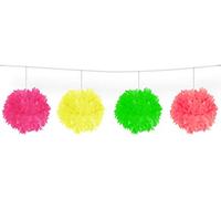 Festone con pon pon multicolori neon - 3 metri