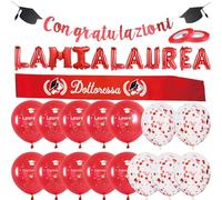 Festone Congratulazioni Fascia Dottoressa Striscioni Laurea Palloncini Fascia per Laurea Rossa Bandera Bandierine La Mia Laurea Addobbi Decorazioni Accessori Gadget per Festa di Laurea
