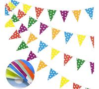 Festone da 20 m, bandiere multicolori, in tessuto di poliestere, 52 bandierine impermeabili, riutilizzabili, per casa, esterni, compleanni, matrimoni, feste