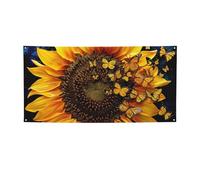Festone da appendere con farfalle floreali e girasole, per Halloween e Natale, 90 x 180 cm, sfondo fotografico, ghirlanda, arazzo da parete per sfondo di compleanno, decorazione per eventi all'aperto