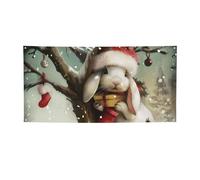 Festone da appendere con stampa di coniglietto natalizio per Halloween e feste di Natale, 60 x 120 cm, sfondo fotografico, ghirlanda, arazzo da parete per sfondo di compleanno, decorazione per eventi