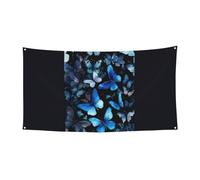 Festone decorativo con farfalle blu e fiori bianchi, per feste di compleanno, anniversario, matrimonio, da appendere per interni ed esterni