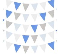 Festone decorativo per matrimoni, compleanni, baby shower, feste, con 36 bandiere triangolari, per giardino, esterni, un set di dieci metri di bandierine in cotone multicolore per striscioni (blu