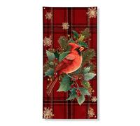 Festone decorativo per porta cardinale natalizio, decorazione vintage a quadri, per interni ed esterni, per festival invernali, 91 x 182 cm