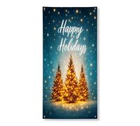 Festone decorativo per porta con alberi di Natale, luci decorative per porta d'ingresso, per interni ed esterni, forniture per celebrazioni invernali 91 x 182 cm