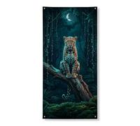 Festone decorativo per porta con leopardo della giungla, vivace opera d'arte con animali naturali, per interni ed esterni, forniture per feste a tema safari, 91 x 183 cm
