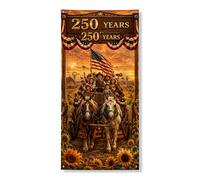 Festone decorativo per porta con scritta "250 years", tema vintage americano con girasoli e bandiere, decorazione per interni ed esterni, 91 x 182 cm