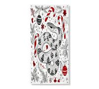 Festone decorativo per porta con serpente natalizio, motivo natalizio nero e rosso, decorazione per interni ed esterni, forniture per feste stagionali, 91 x 182 cm