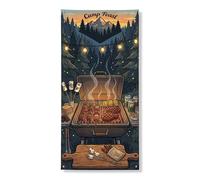Festone decorativo per porta da campeggio, vintage, per barbecue e barbecue, decorazione per esterni, campeggio estivo, festival, forniture per feste, 91 x 182 cm
