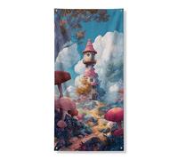 Festone decorativo per porta delle fiabe, con funghi incantati, decorazione artistica per porta d'ingresso, per interni ed esterni, per festival di primavera, 91 x 183 cm