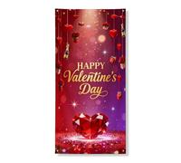 Festone decorativo per porta di San Valentino, cuori romantici e regali per interni ed esterni, decorazione per le vacanze, sfondo per celebrazioni festive, 91 x 182 cm