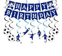 Festone di buon compleanno con scritta in lingua inglese "Football Happy Birthday" per bambini