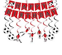 Festone di buon compleanno con scritta in lingua inglese "Football Happy Birthday" per bambini