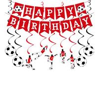 Festone di buon compleanno con scritta in lingua inglese "Football Happy Birthday" per bambini