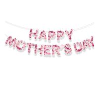 Festone Festa della Mamma Striscione Happy Mother's Day Rosa Forma Fiore Ghirlanda Bandiera Carta Decorazione Festa Mamma