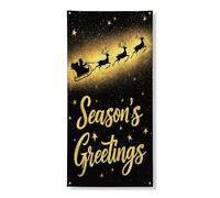 Festone festivo con slitta di Babbo Natale, elegante decorazione per le vacanze, per interni ed esterni, 91 x 182 cm