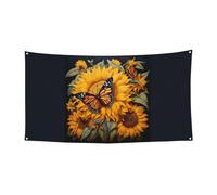 Festone festivo con stampa di girasole e farfalle, per compleanni, anniversari, feste di nozze e azioni stagionali