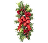 Festone natalizio 22x10 pollici di verde artificiale natalizio a goccia include bacche rosse pigne e fiori da appendere per