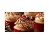 Festone natalizio con cupcake grandi, da appendere alla parete, sfondo per feste di compleanno, per Capodanno, laurea, matrimonio, festa di compleanno, decorazione, 180 x 90 cm