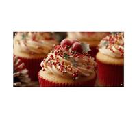 Festone natalizio con cupcake grandi, da appendere alla parete, sfondo per feste di compleanno, per Capodanno, laurea, matrimonio, festa di compleanno, decorazione, 120 x 60 cm
