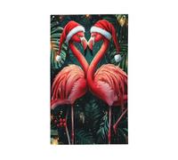 Festone natalizio con due fenicotteri che indossano cappelli di Babbo Natale, bandierine per la casa da cortile, 9 x 1,5 m, con occhielli, decorazioni per interni ed esterni, feste per la casa