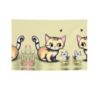 Festone natalizio con gatto e farfalla, 119,4 x 180,3 cm, per Natale, feste notturne, riunioni di amici