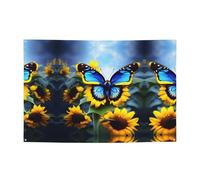 Festone natalizio con girasole e farfalla blu, 119,4 x 180,3 cm, per Natale, feste notturne, riunioni di amici