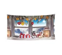 Festone natalizio con pupazzo di neve 1 compleanno, banner per sfondo festivo (90 cm x 180 cm), adatto per decorazione del cortile atmosfera, squisito panno da parete per sfondo tenda.