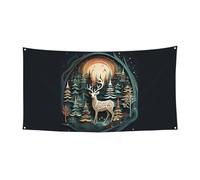 Festone natalizio con stampa di cervi festivi decorativi per compleanni, anniversari, matrimoni, da appendere all'interno e all'esterno