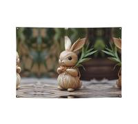 Festone natalizio con stampa di coniglietti in bambù e fondali da appendere, decora facilmente la scena della tua festa