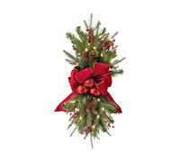 Festone natalizio decorativo a goccia con pigne, grappoli di bacche, palline di Natale in bronzo, nastri, decorazione natalizia vintage da appendere, per interni ed esterni, finestre, scale, feste