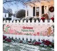 Festone natalizio per feste a tema Babbo Natale, 50,8 x 299,7 cm | omino di pan di zenzero, striscione recinzione, bastoncini di zucchero, scatole regalo, decorazione stagionale del cortile