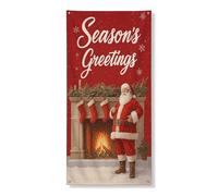 Festone natalizio per porta con Babbo Natale, scena natalizia vintage, decorazione per interni ed esterni, 91 x 182 cm