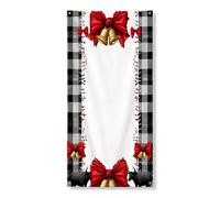 Festone per porta con fiocco rosso, decorazione vintage per porta d'ingresso, per interni ed esterni, 91 x 182 cm