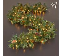 EDG Enzo De Gasperi Festone Natale Pino con Pigne 300 Led H 270 Cm Verde