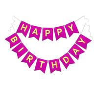 Festone rosa con scritta "Happy Birthday", con scritta in lingua inglese "Golden Sparkle", divertente e festivo, per ragazze, set completo di decorazioni di compleanno da 13 pezzi per celebrazioni