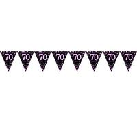 Festone rosa per adulti festeggiamento 70° compleanno bandierine in plastica