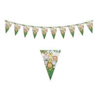 Festone safari nella giungla decorazioni per feste a tema animali, 2,5 m, bandierine di compleanno con bandiere triangolari da 20 cm, per baby shower, anniversario, zoo