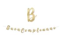 Festone Scritta Buon Compleanno Oro | Striscione Banner per Party Festa Compleanno | Decorazione x Auguri Metal Ideale per Compleanni Importanti Donna Ragazza e Bambini
