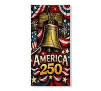 Festone vintage festivo per porta, design patriottico con stelle e strisce, per celebrazione del giorno dell'indipendenza, 91 x 182 cm