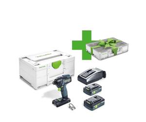 Festool - Avvitatore a percussione a batteria TID 18-Basic HPC 4,0 I-Plus Organizer Edition con batteria BP 18 Li 4,0 + caricatore rapido + clip per cintura + Systainer Organizer + Systainer SYS3 M