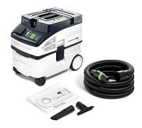 Festool Cleantec CT 15 E - Aspirapolvere a umido e secco, contenitore da 15 l, compatto e mobile, con accessori, funzione antistatica, ideale per officina, cantiere e auto