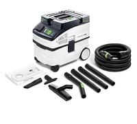 Festool Cleantec CT - Set di 15 aspirapolvere compatto a umido e secco, con accessori per la pulizia, contenitore da 15 l, antistatico, controllo della forza di aspirazione a 5 livelli, mobile e
