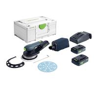 Festool Levigatrice orbitale a batteria ETSC 2 150 4,0 I-Plus con piatto abrasivo M8 D: 150 mm MULTI-JET-Stream 2 (morbido W-HT), 2 batterie BP 18 Li 4,0 HPC-ASI nel Systainer SYS3 M 187