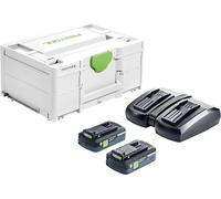Power Set FESTOOL SYS 18V 2x4,0/TCL6 DUO (2 x 4,0 Ah HPC-ASI + TCL 6 DUO + SYS3 M 187)