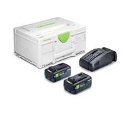 Festool SYS 18V 2xTBX8/SCA16 - Set Energia con 2 Batterie 18 V 8 Ah Tabless e Caricabatterie Rapido nel Systainer