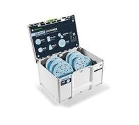 Festool Systainer³ con abrasivi Granat SYS-STF D150 GR-Set | 120 dischi abrasivi in 6 grane, MULTI-JETSTREAM 2 fori, con organizer Systainer³