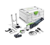 Festool Utensile multifunzione a batteria VECTURO OSC 18 E-Basic-Set | Set base con dispositivo di aspirazione, ausilio di avviamento, arresto di profondità, 3 lame per sega, senza batteria