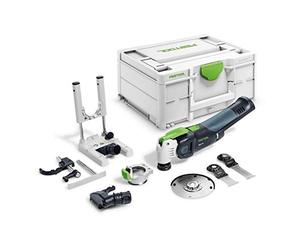 Festool Utensile multifunzione a batteria VECTURO OSC 18 E-Basic-Set | Set base con dispositivo di aspirazione, ausilio di avviamento, arresto di profondità, 3 lame per sega, senza batteria